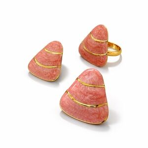 Peach Color Earrings and Ring Set